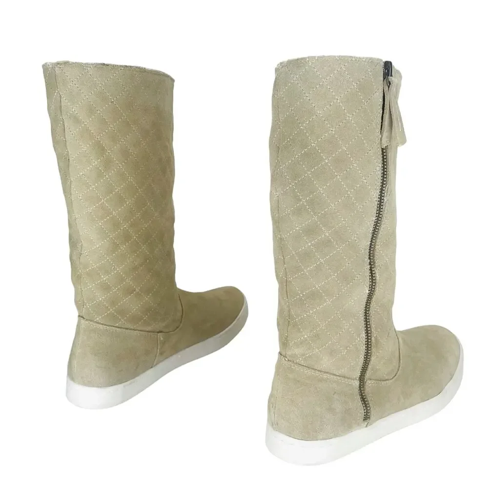 G.H. BASS Zina Women Tan Winter Sneaker Boot Size 9.5 Suede Faux Fur Lining New